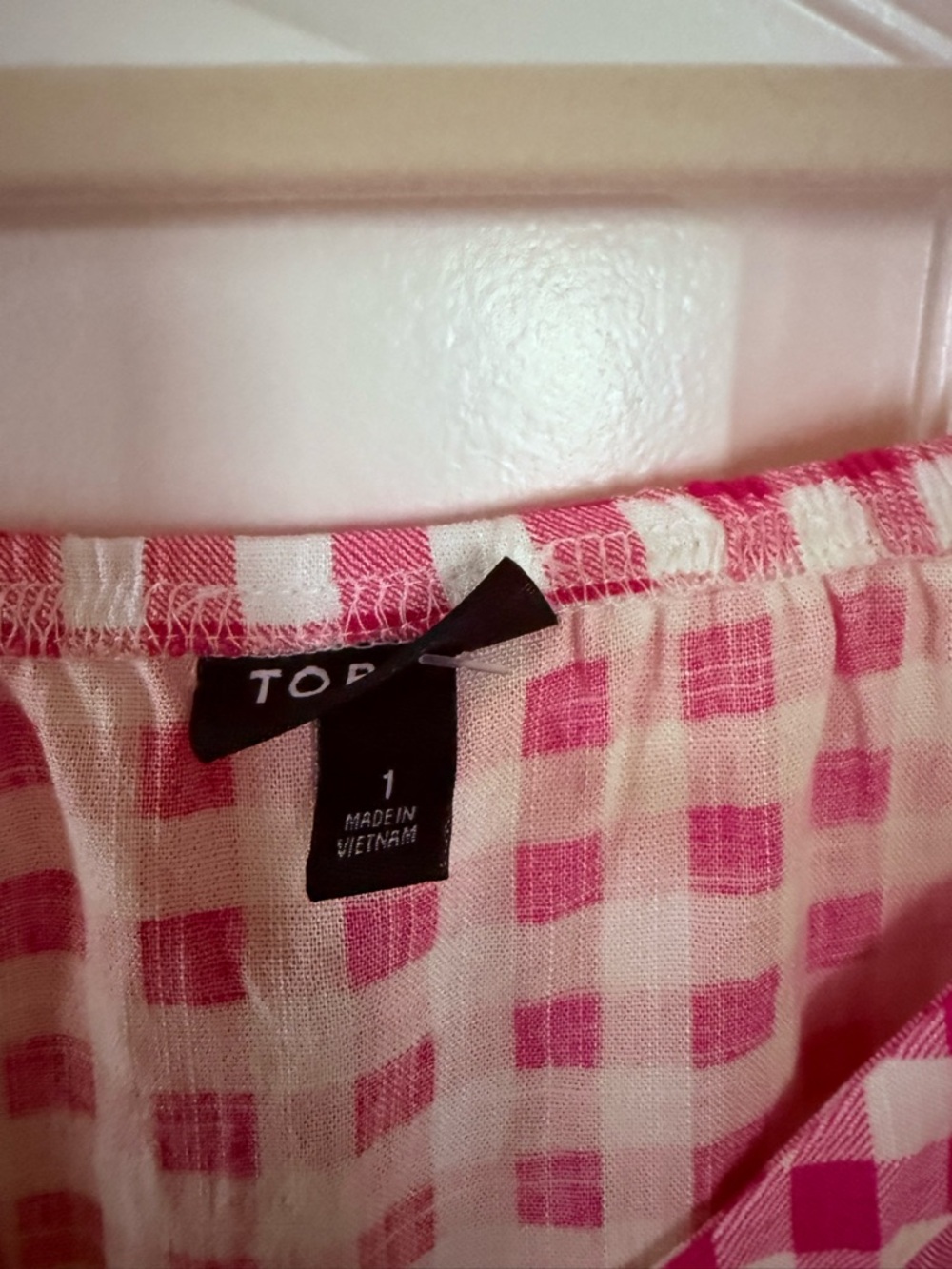 Torrid Fit Flare Button Up 3/4 Sleeve Gingham Pink Top 1X 14/16 NWT - Picture 11 of 15